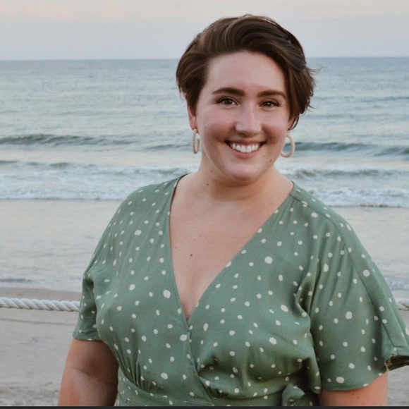 🚨 PRICE DROP 🚨 Green polka dot Mod Ref wrap midi dress - Picture 5 of 6